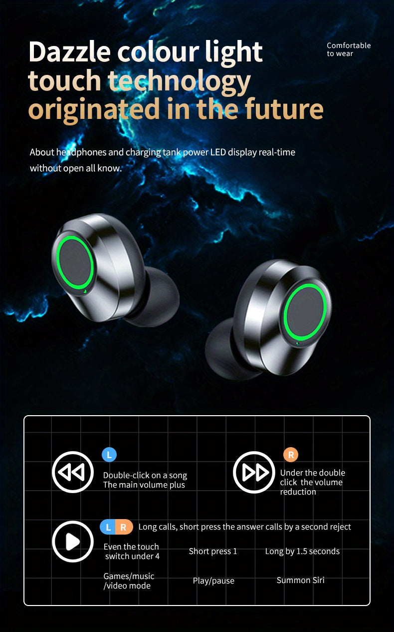 TWS Wireless 13.46 Cm-ear Earbuds Waterproof Headset Battery Display Earphone Power Supply Box Earpiece Stereo Headphone For Xiaomi Earbuds For Iphone Phone Headphones