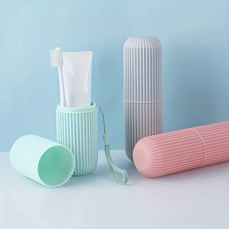 Household Travel Mouthwash Cup Toothbrush Cup Makeup Brush Storage Box Travel Wash Cup Portable Couple Toothbrush Toothpaste Storage Box Simple Toothbrush Mouthwash Cup Toothjar Set Rope Color Random travel must have