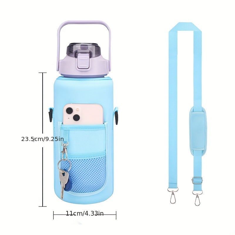 2L/64oz Waterproof Water Bottle Cover - Durable Sport Bottle Insulator with Shoulder Strap - Perfect Portable Vacuum Cup Pouch for Outdoor Adventures and Camping
