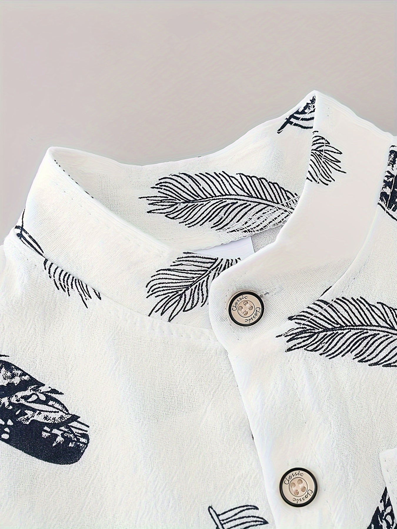 2pcs Baby Boys Casual Feather Pattern Short Sleeve Shirt & Shorts Set Clothes Outdoor Set