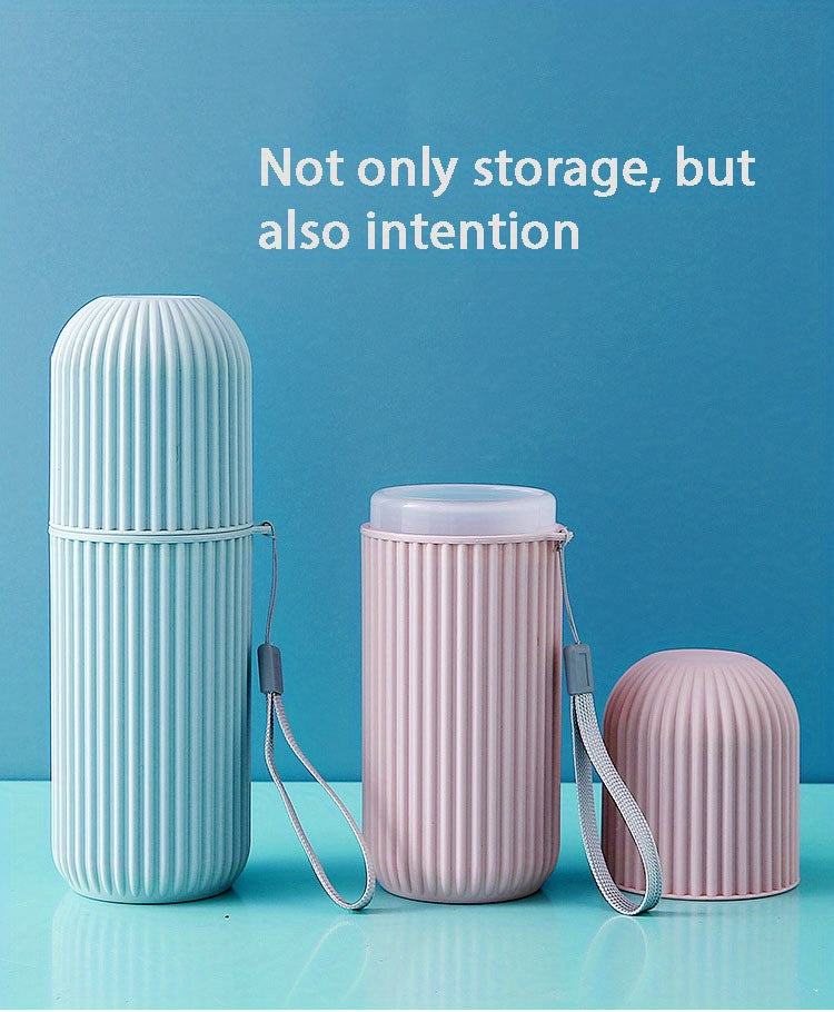 Household Travel Mouthwash Cup Toothbrush Cup Makeup Brush Storage Box Travel Wash Cup Portable Couple Toothbrush Toothpaste Storage Box Simple Toothbrush Mouthwash Cup Toothjar Set Rope Color Random travel must have