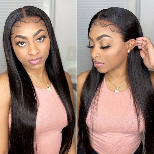 200% Density Long Straight Lace Front Wigs 13*4 Lace Frontal Wigs Transparent Lace Front Pre Plucked Brazilian Human Hair Wigs For Women