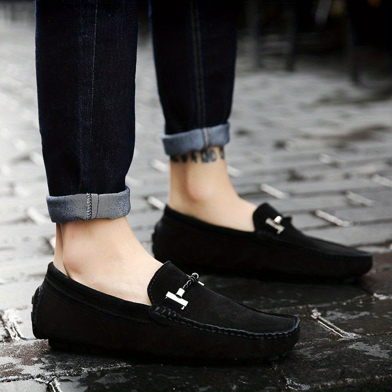 Mens Fashionable Slip-On Loafers - Breathable, Lace-Free Design for Comfortable Outdoor Walking - Durable, Stylish & Air-Flow Construction for Daily Strolls